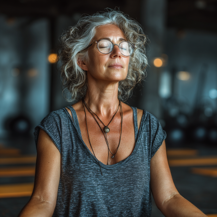 Adulto mayor practicando yoga